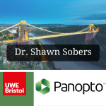 Combined picture with UWE logo, Panopto logo and an image of the Clifton suspension bridge overlaid with Dr Shawn Sobers